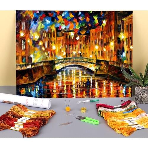 Oil Painting Style Printed Canvas 11CT Cross Stitch DIY Embroidery Patterns DMC Threads Sewing Needlework Handiwork Counted