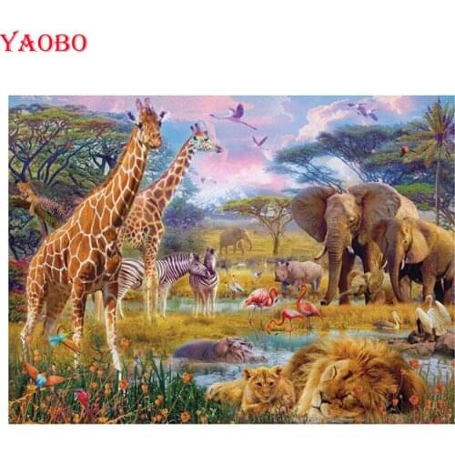 Elephant giraffe lion Diamond Painting Full Square Drill Mosaic Picture Of Rhinestones 5D DIY Diamond Embroidery Needlework