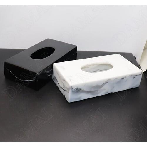 European Resin Tissue Boxes Marble Texture Decorative Facial Tissue Box Dining Table Paper Towel Organizer Home Decoration