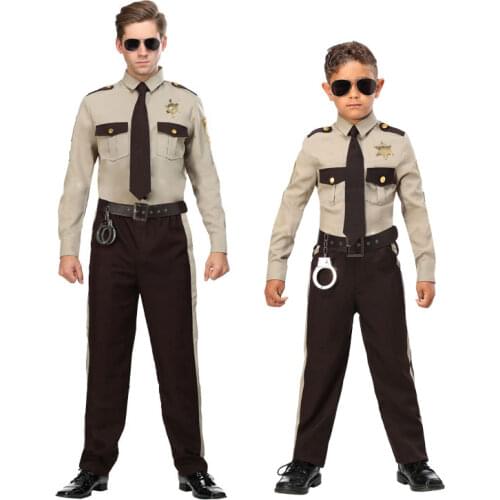 Halloween stage show performance adult male american sheriff police patrol plainclothes cosplay costume
