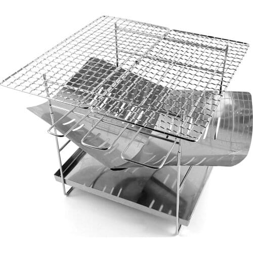 Korean BBQ Grill Barbecue Portable Charcoal Grill Foldable Lightweight for Outdoor Camping Garden Hibachi Grill Stainless Steel