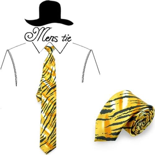 Men Ties 5cm/2inch Neckties Men Women Skinny Polyester Zebra Stripe Yellow Party Gift Wedding Shirts Cravat Dropshipping Design
