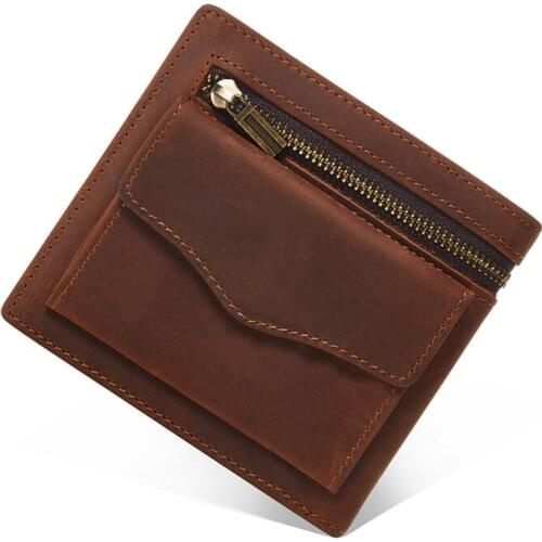 Men Genuine Leather Wallet Short Wallet Male Multi Purse Wallet Men Coin Purse Credit Card & RFID Holder Small Bag