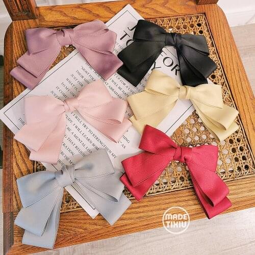 2021New Fashion Pure Color Sweet Barrette Bow For Woman Girls Cute Cloth Ribbon Hairpin Wild Hairgrip Headwear Hair Accessories
