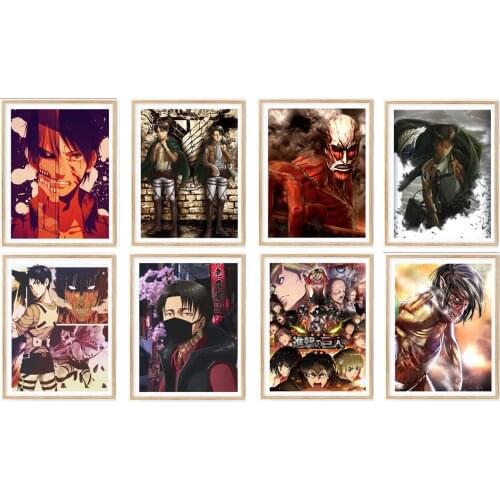 Attack On Titan Anime Art Prints Poster Shingeki No Kyojin Wall Art Decor,8 x 10 Inches,No Frame,8PCS
