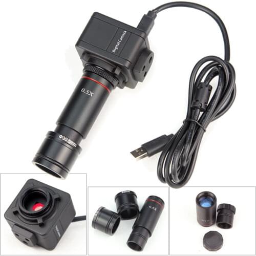 SRATE Brand 5.0MP HD Microscope USB Digital Electronic Eyepiece with C-Mount 0.5X Eyepiece Adapter 23.2mm 30mm 30.5mm Relay Lens