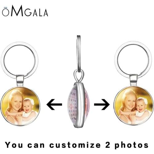 OMGALA Double Sides Handmade Personalized Custom Keychains Baby Family Lover Photo Keyrings Key Chain Rings Holder Wedding Gift