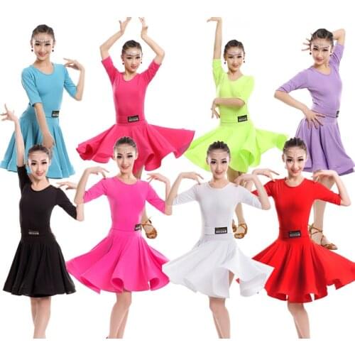 Girls Green Blue Latin dancing dress Kids Ballroom Salsa Dance wear Outfits Childrens Party Stage wear costumes