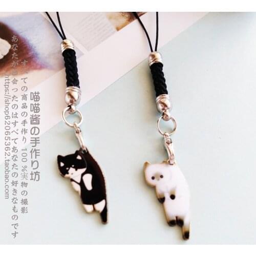 Cute Japanese Cat Smart Phone Strap Lanyards for IPhone/Samsung/Xiaomi/Huawei Mobile Phone Strap Key Hang Rope Phone Charm Decor