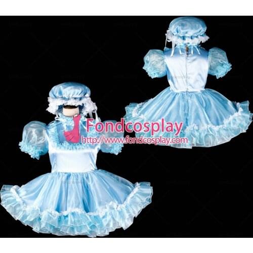 Sissy maid satin dress lockable Uniform cosplay costume Tailor-made[G2399]