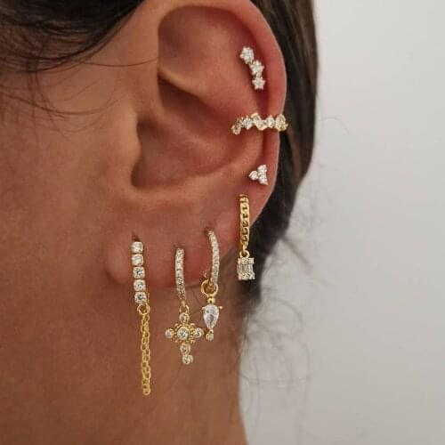 CRMYA Yellow Silver Plated Dangle Earrings For Women Cubic Zirconia Hoop Earrings For Women Bohemian Fashion Jewelry