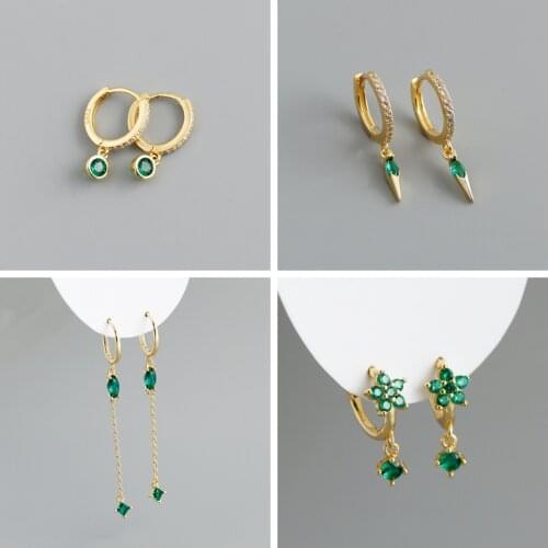 925 Silver Ear Needle Romantic Colorful Crystals Hoop Earrings for Women Gold Color Earrings Luxurious Fashion Party Jewelry