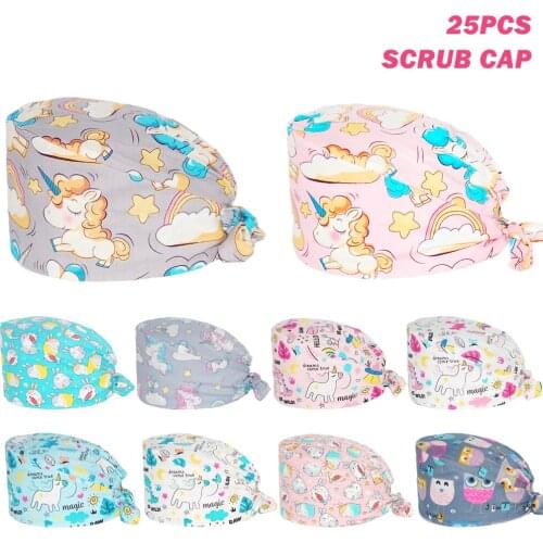 Wholesale New Scrub Cap 100% Cotton Horse Print Adjustable Nursing Caps Beauty Salon Pet Shop Working Accessories Surgicals Hats