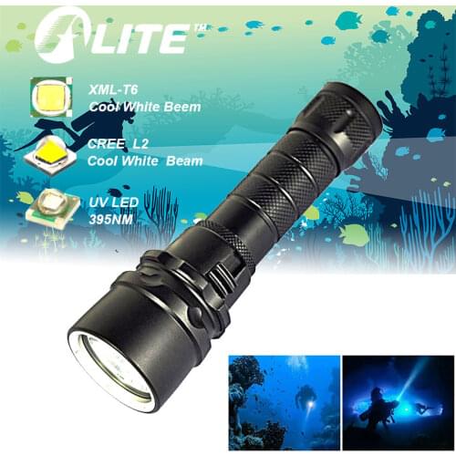 TMWT Compact and Powerful Underwater Lantern XML-T6 Cree Led Diving Flashlight Torch with White Uv Red or Yellow Diving Lights