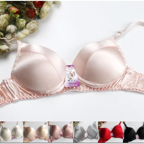Pure silk Bra Silk Wireless Sponge Thin 100% Mulberry Silk Glossy Sexy Bras 32/70-42/95B FREE SHIPPING
