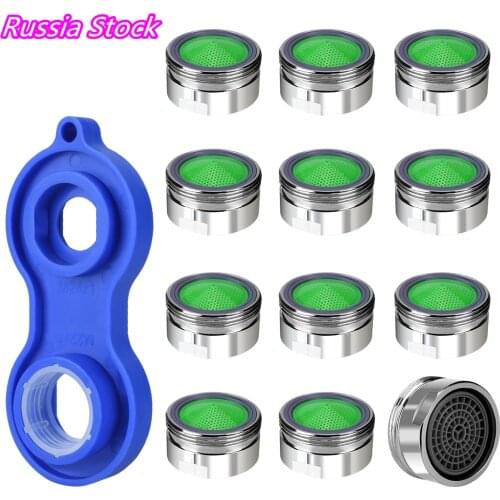RU Stock 12 Pcs Water Saving Aerator Copper aireador grifo 1Pc Faucet Aerator Wrench Jet Regulators Filter Spare Part Kitchen