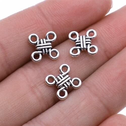 WYSIWYG 20pcs Charms Connector Antique Silver Color Chinese Knot Connector DIY Jewelry Making Accessories 12mm