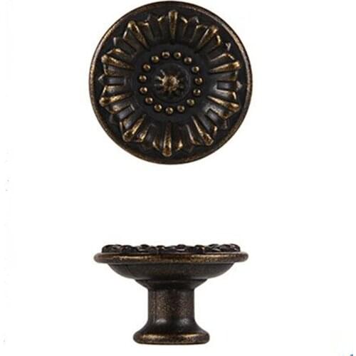 10pcs free shipping rustico vintage furniture knobs bronze drawer cabinet knobs pull antique brass dresser door knob handle 28mm