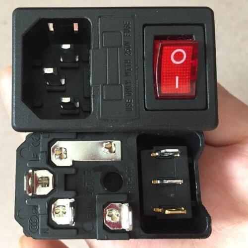 10PCS Red Light Power Rocker Switch Fused IEC 320 C14 Inlet Power Socket Fuse Switch Connector Plug 15A 250V B2
