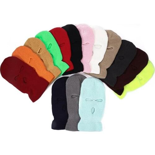 2021 Full Face Cover Ski Mask Hat 3 Holes Balaclava Army Tactical CS Windproof Knit Beanies Bonnet Winter Warm Unisex Caps