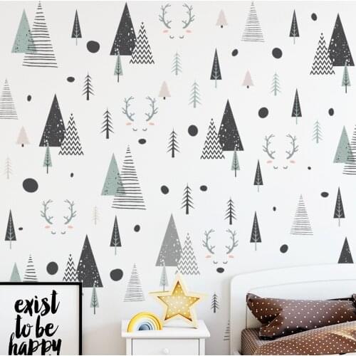 60*90cm Forest Pine DIY Trees Wall Sticker Nordic Style for Kids Room Bedroom Decoration Decal Nursery Door Window Stickers