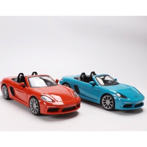 Bburago 1:24 Diecast Alloy super car model toys For Porschedal 718 with Steering wheel control front wheel steering collection