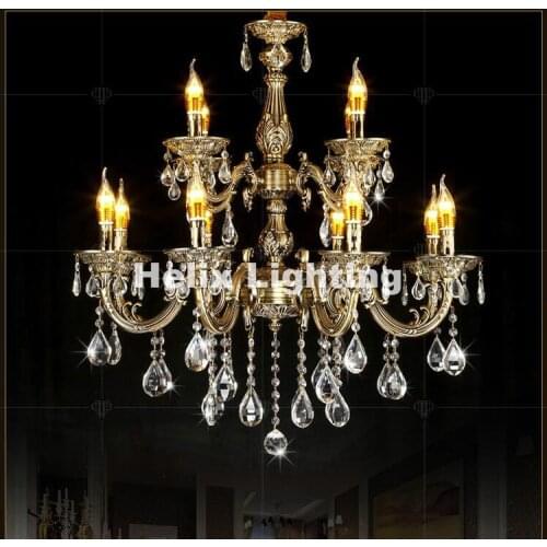 Free Shipping Antique Brass Color Crystal Chandelier Lingting Decora Luxurious E14 AC Crystal Lamp Lustre Suspension Lighting