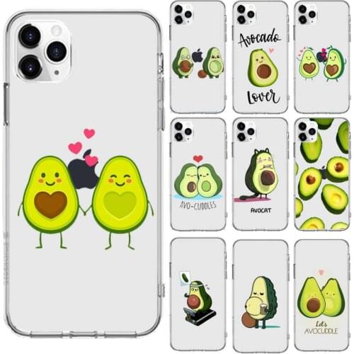 Cartoon Cute Avocado painting Phone Case Transparent for iPhone 6 7 8 11 12 s mini pro X XS XR MAX Plus cover funda shell