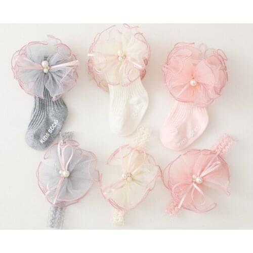 Newborns Baby Socks 100 Days Baby Girl Gifts Headdress Socks Gifts Box Set Bow Lace Princess Socks Birthday Gifts For Baby Girl