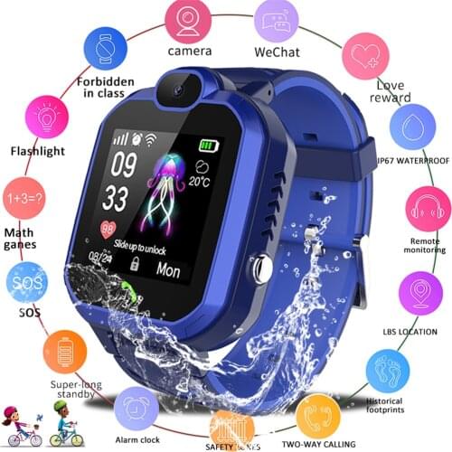 Kids Smart Watch Clock IP67 Waterproof SOS Emergency Call LBS PositioningTracker Watch Antil-lost Children Student Smartwatch