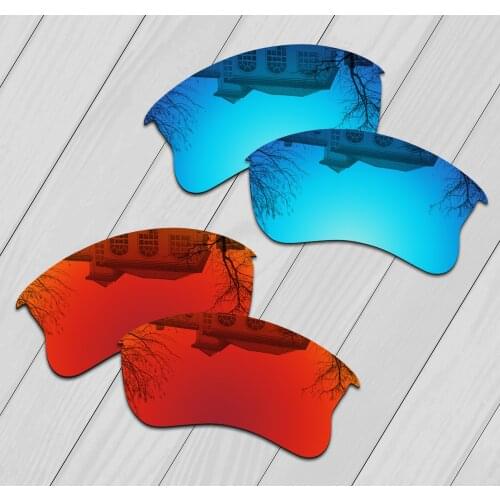 E.O.S 2 Pairs Ice blue & Fire Red Mirror Polarized Replacement Lenses for Oakley Half Jacket XLJ Sunglasses
