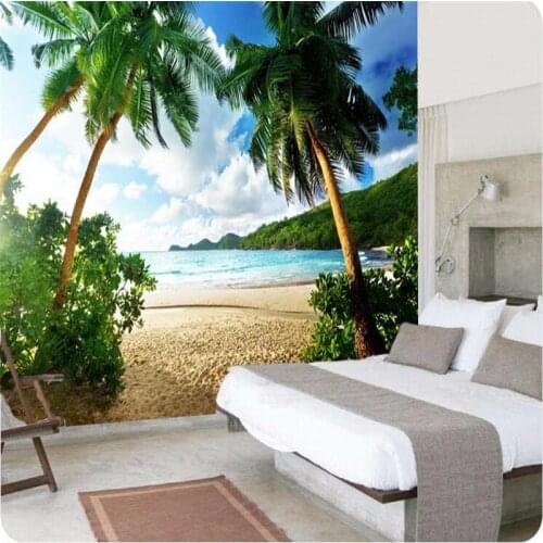 Beibehang photo wallpaper High quality 3d wall paper Sea palm beach island Travel TV sofa backdrop bedroom large wall mural