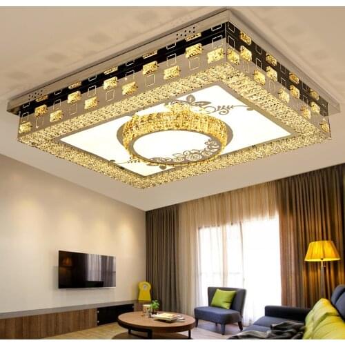 Crystal Light Living Room Lights Rectangle Simple Modern Atmosphere Home Luxury Hall Creative LED Ceiling Light led fixture lamp