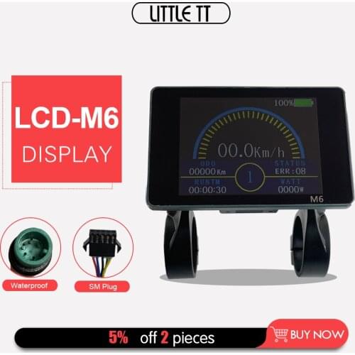 Ebike Display Brushless LCD M6 36V 48V E-bike LCD Meter Display For E Bike Controller With Light Plug Ebike kit Accessories