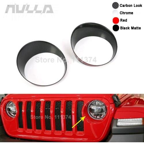 ABS Carbon Look Car Headlight Frame Protect Decor Cover Trim For Jeep Wrangler JL 2018 2019 2020 Car Exterior Accessories