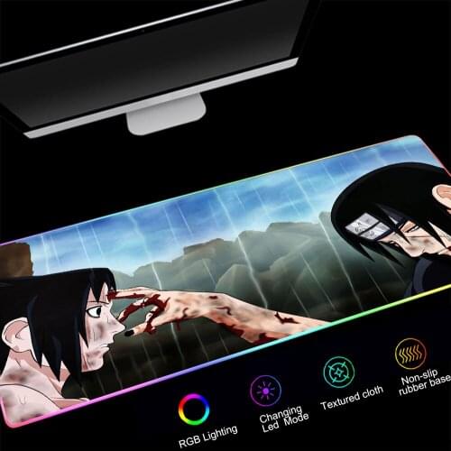 Uchiha RGB Mouse Pad 900x400x2mm LED Pad Mouse Carpet Computer Padmouse Domineering Gaming Mousepad Gamer manga keyboard mat