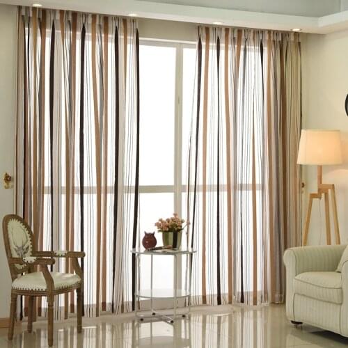 European Luxury Striped Curtains for Bedroom Kitchen Chenille Mediterranean Simple Modern Window Cortinas M046C
