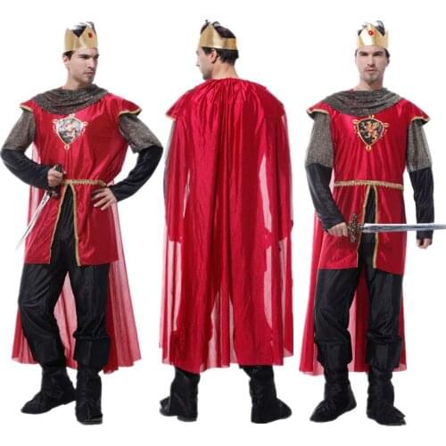 Adult King Costume Christmas Carnival Halloween Masquerade Rome Man Fancy Dress Medieval Warrior Prince Cosplay Clothes