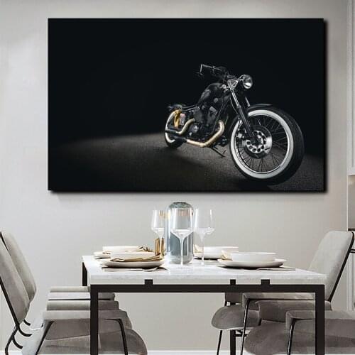 Motorcycle Black White Cool Wallpaper Canvas Painting Print Living Room Home Decor Modern Wall Art Oil Painting Poster Framework