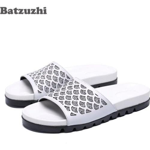 2019 Handmade Men Shoes Glitter Sandal Shoes Men Gladiator Leather Summer Shoes Men Designers Shoes, Big Sizes US6-12, EU38-46