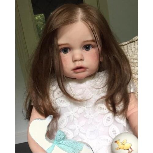 60 CM 3D-Paint Skin Soft Silicone Reborn Baby Doll For Girl Cloth Body Realistic Long Hair Princess Toddler Alive Dress Up Bebe