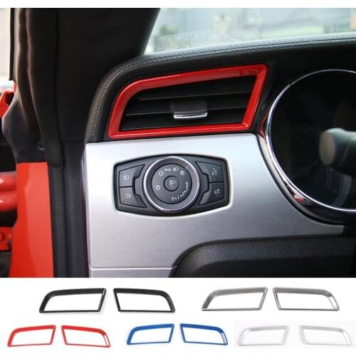 SHINEKA 2Pcs/set Car Dashboard Left and Right Air Vent Outlet Frame Trim Cover Styling Fit Accessories for Ford Mustang 2015