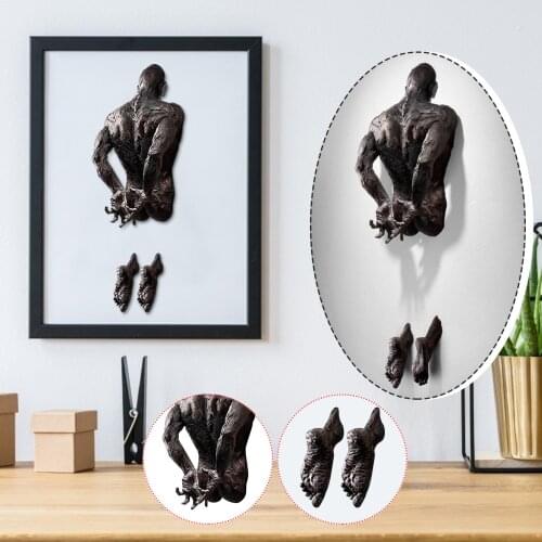 Wall Hanging Wall Body Art Bronze Statue Antique Sculpture Abstract Wall Character Incomplete Art Statue Home Mural Decoration