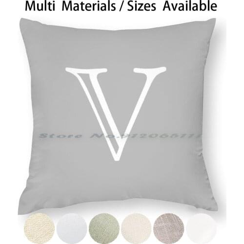 Silver Gray Basic And Monogram V Pillow Case Throw Pillow Cover Cotton Linen Flax Minimal Basic Plain White Silver Gray