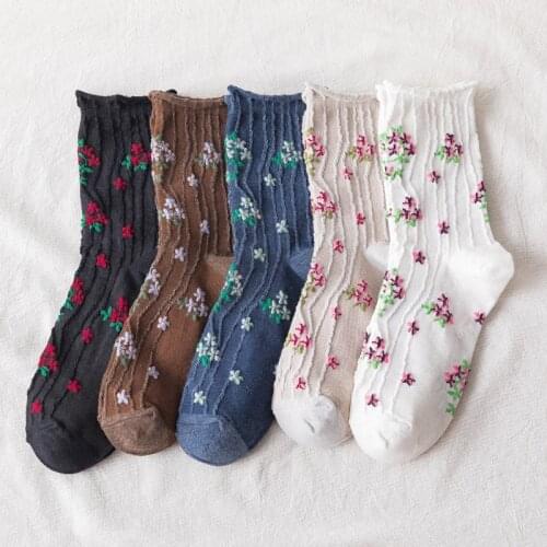 Mori Girl Flower Ruffle Socks College Style Cute Korean Style Japanese Fashion Kawaii Crew Socks femme chaussettes Dropshipping