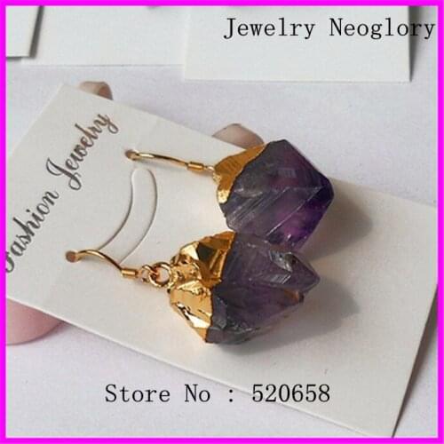 Newest! Natural CRYSTAL jewelry earring gem Druzy stone pendant hook earring 5pair /lot