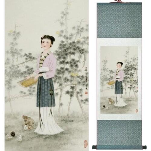 Portrait painting Home Office Decoration Chinese scroll painting women art painting LTW2017112415