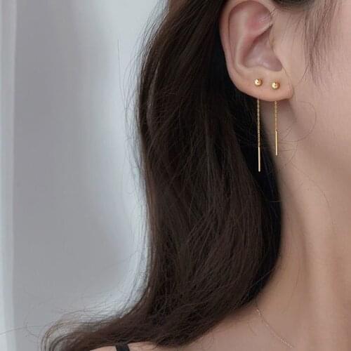Simple Ear Line Metal Long Tassel Earrings for Women Bead Round Statement Punk Earring Fashion Jewelry Voor Vrouwen Gift
