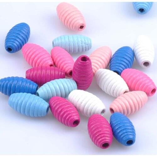 Mixed Color Natural Whorl Wave Wooden Bead Round Ball Spacer Beads for Jewelry Making Diy 2017 New 25x14mm 20pcs MT1484X