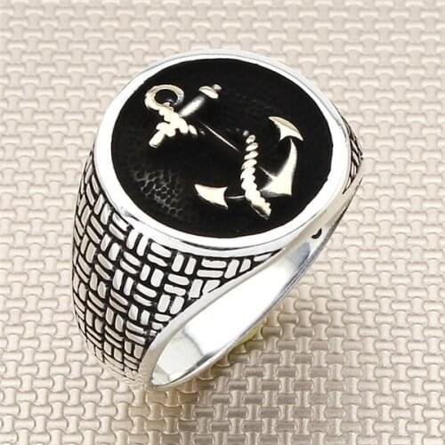 Anchor Silver Ring Men Silver Ring Made In Turkey Solid 925 Sterling Silver